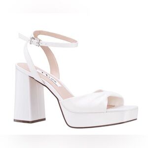 Nina’s Stacie LS Women’s Ivory Satin High-Heel Platform Sandal NWOT